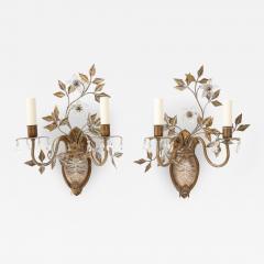  Maison Bagu s Pair of Gilt Metal and Crystal sconces by Maison Bagues - 2730108