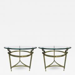  Maison Bagu s Pair of Italian Brass and Glass Tables - 4194668