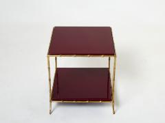  Maison Bagu s Pair of Maison Bagu s bamboo brass red lacquer end tables 1960s - 2630600