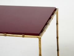  Maison Bagu s Pair of Maison Bagu s bamboo brass red lacquer end tables 1960s - 2630605