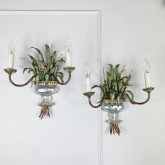  Maison Bagu s Pair of Maison Bagues Gilt Crystal Hand Painted Wheatsheaf Wall Lights - 3037265