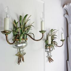  Maison Bagu s Pair of Maison Bagues Gilt Crystal Hand Painted Wheatsheaf Wall Lights - 3037272