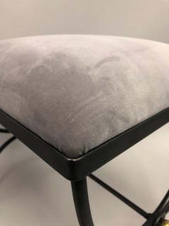  Maison Bagu s Pair of Mid Century Modern Neoclassical Wrought Iron and Gilt Benches or Stools - 1723041