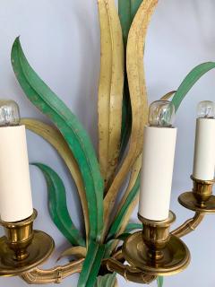  Maison Bagu s Pair of Sconces Bamboo Palm Bronze by Maison Bagues France 1970s - 1078601