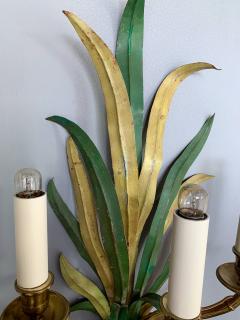  Maison Bagu s Pair of Sconces Bamboo Palm Bronze by Maison Bagues France 1970s - 1078602