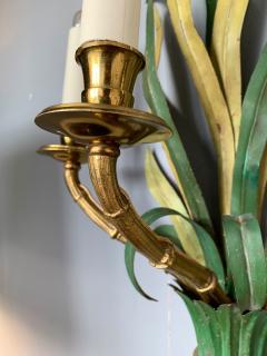  Maison Bagu s Pair of Sconces Bamboo Palm Bronze by Maison Bagues France 1970s - 1078612