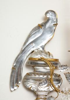  Maison Bagu s Pair of Vintage Maison Bagu s Rock Crystal Bird Form Sconces - 1779405