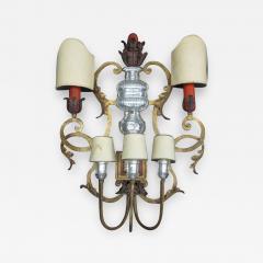  Maison Bagu s Rare Large French Gilt Iron Bronze and Crystal Wall Sconce by Maison Bagu s - 1762254