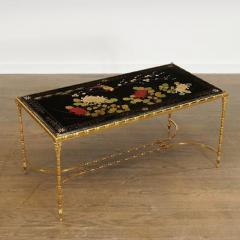  Maison Bagu s Rare gilt bronze faux bamboo coffee table by Maison Bagues with floral motifs  - 1387362