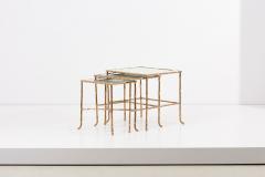  Maison Bagu s Set of 3 Bronze Bamboo Nesting Tables with Mirrors by Maison Bagu s France - 2347380