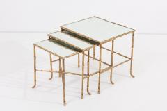  Maison Bagu s Set of 3 Bronze Bamboo Nesting Tables with Mirrors by Maison Bagu s France - 2347381