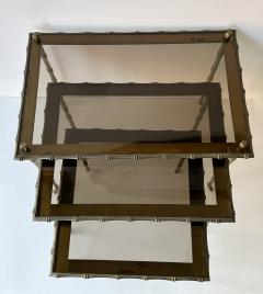  Maison Bagu s Set of 3 Nesting Tables Bamboo Gilt Bronze by Maison Bagu s France 1960s - 4191438
