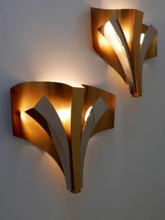  Maison Bagu s Set of Two Large Mid Century Modern Brass Sconces by Maison Bagu s Paris 1960s - 2445266