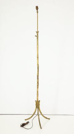  Maison Bagu s Tripod faux bamboo bronze floor lamp by Maison Bagu s France 1960s - 830725