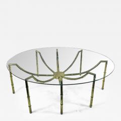  Maison Bagu s UNUSUAL MODERNIST OVAL METAL FAUX BAMBOO COFFEE TABLE - 1926944