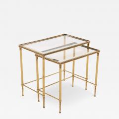  Maison Bagu s Vintage Pair Italian Brass Nesting Tables Hollywood Regency Style - 4574417