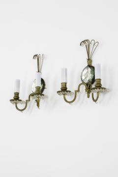  Maison Bagu s maison bagues gold bronze pearled pair of sconces with crystal center - 949313