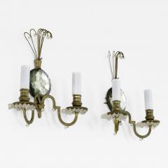  Maison Bagu s maison bagues gold bronze pearled pair of sconces with crystal center - 949910