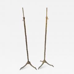  Maison Charles et Fils 1970 Pair Of Patinated Bronze Floor Lamps Maison Charles Palm Tree Model - 3922675