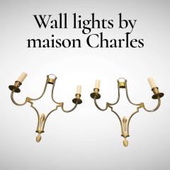  Maison Charles et Fils 1970s Bronze sconces by Maison Charles - 4535063