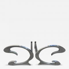  Maison Charles et Fils Pair of 1970s andirons by Charles et Fils - 4603855