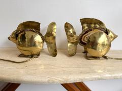  Maison Honor Paris Pair of Brass Agate Fish Lamps by Henri Fernandez France 1980s - 4384448