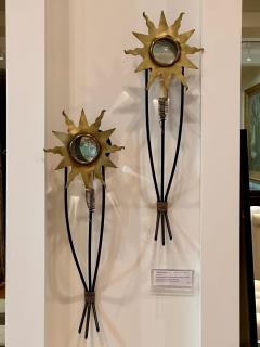  Maison Lunel Maison Lunel Style French Mid Century Modern Star Wall Sconces Bronze Steel - 3790254