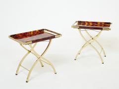  Maison Mercier Freres Mercier Fr res Pair of French side tray tables Faux Tortoise brass Maison Mercier 1970s - 2322655