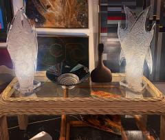  Maison Rougier 1970s Modern Acrylic Flame Table Lamps Maison Rougier Atttibuted Pair - 4596149