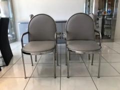  Maison Rougier Set of 6 Rougier Postmodern Chrome Dining Chairs - 3175610