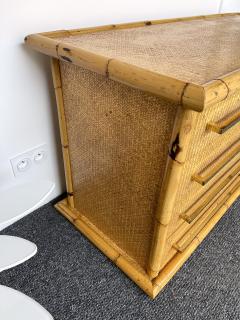  Maison et Jardin Bamboo Rattan Brass Chest of Drawers by Galerie Maison Jardin France 1970s - 2808426