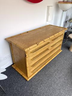  Maison et Jardin Bamboo Rattan Brass Chest of Drawers by Galerie Maison Jardin France 1970s - 2808428