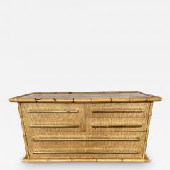  Maison et Jardin Bamboo Rattan Brass Chest of Drawers by Galerie Maison Jardin France 1970s - 2813322