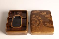  Maki e Box for Writing Utensils with Design of Egrets and Waterwheel 19th century - 4051581