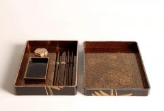  Maki e Set of Paper Box Box for Writing Utensils Box for Brushes w Design of Ferns - 4313112