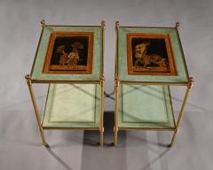  Mallett London FINE PAIR OF MID 20TH CENTURY TWO TIER BRASS ETAGERES BY MALLETT - 2199352