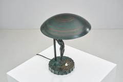  Malm metallvarufabrik AB Bronze Art Deco Table Lamp Europe ca 1930s - 3545021