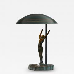  Malm metallvarufabrik AB Bronze Art Deco Table Lamp Europe ca 1930s - 3546779