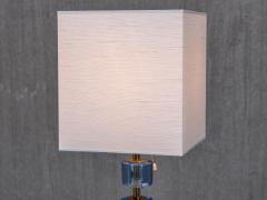  Malm metallvarufabrik AB Pair of Malm Metallvarufabrik Brass and Blue Glass Table Lamps Sweden 1950s - 4328060