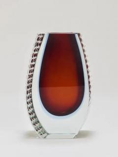  Mandruzzato Large Mandruzzato Sommerso Murano Textured Facetted Art Glass Vase Italy 1970s - 4064541