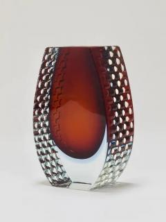  Mandruzzato Large Mandruzzato Sommerso Murano Textured Facetted Art Glass Vase Italy 1970s - 4064546