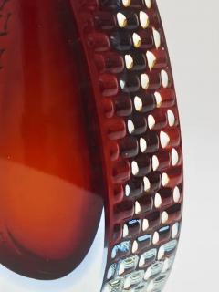  Mandruzzato Large Mandruzzato Sommerso Murano Textured Facetted Art Glass Vase Italy 1970s - 4064605