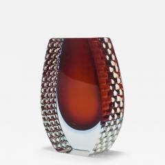  Mandruzzato Large Mandruzzato Sommerso Murano Textured Facetted Art Glass Vase Italy 1970s - 4065587