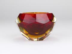  Mandruzzato Mandruzzato Sommerso Faceted Caviar Murano Glass Diamond Bowl Italy 1960s - 4431433