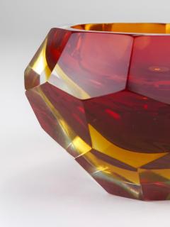  Mandruzzato Mandruzzato Sommerso Faceted Caviar Murano Glass Diamond Bowl Italy 1960s - 4431485
