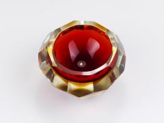  Mandruzzato Mandruzzato Sommerso Faceted Caviar Murano Glass Diamond Bowl Italy 1960s - 4431506
