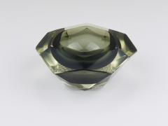  Mandruzzato Mandruzzato Sommerso Faceted Diamond Caviar Bowl Murano Glass Italy 1960s - 4722516