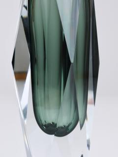  Mandruzzato Tall Mandruzzato Sommerso Faceted Murano Glass Block Vase Italy 1960s - 4330203