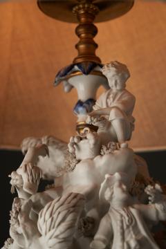  Mangani Porcelain Table Lamp with Sculpted Figurines - 4505230