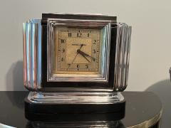  Manning Bowman Co MONUMENTAL ART DECO BLACK BAKELITE AND CHROME CLOCK BY MANNING BOWMAN - 3709634